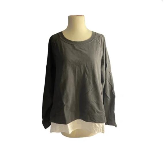 Two by Vince Camuto Gray Layered Sweatshirt Minimalist Chic L - Picture 2 of 5